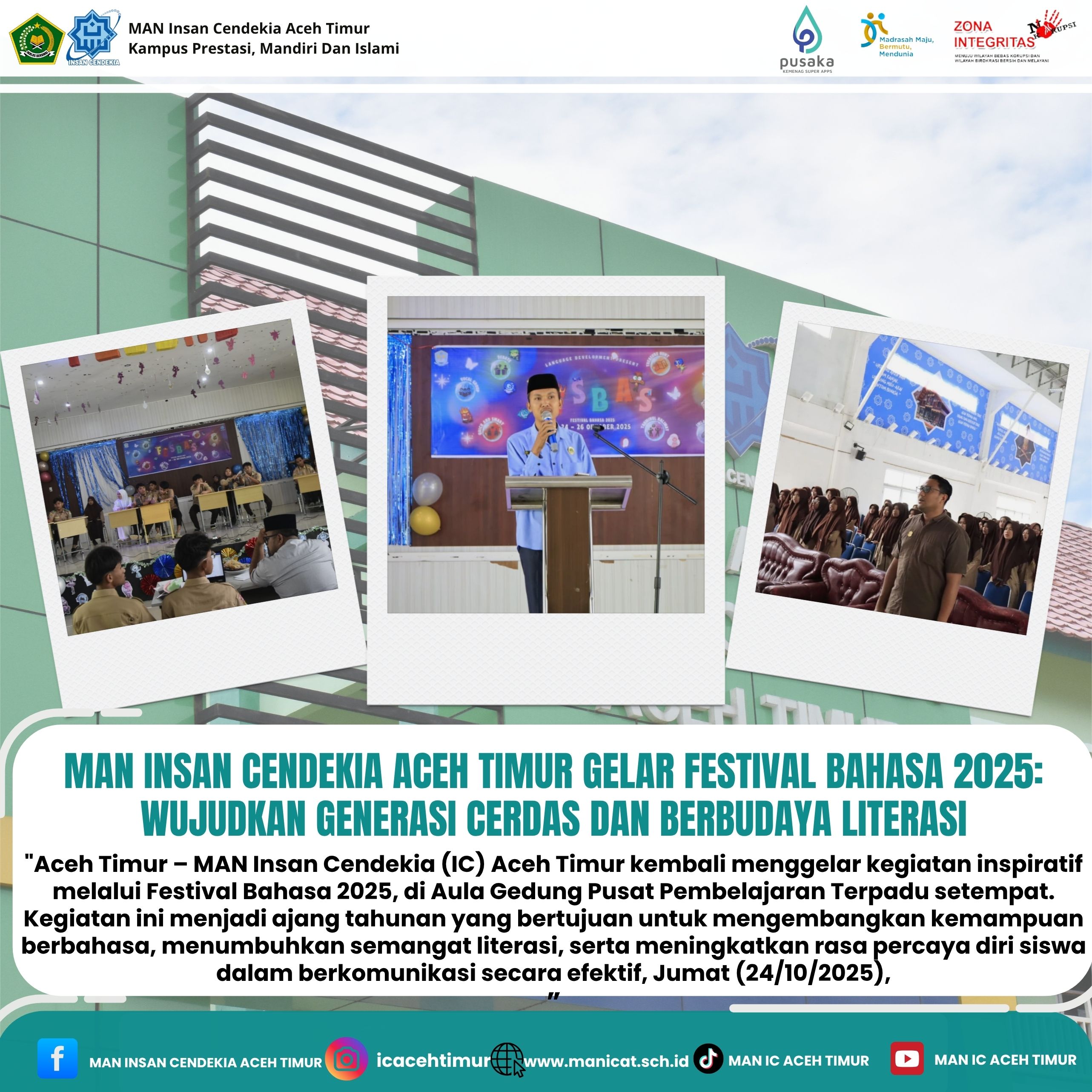 MAN Insan Cendekia Aceh Timur Gelar Festival Bahasa 2025: Wujudkan Generasi Cerdas dan Berbudaya Literasi